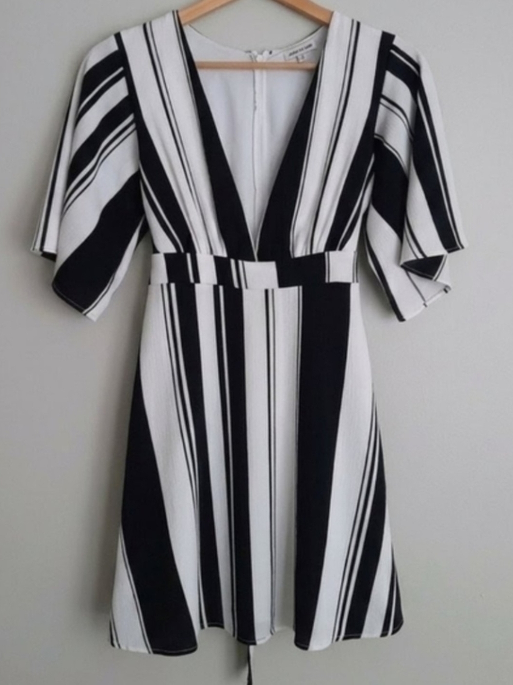 Charlotte Russe Black and White Striped V-Neck A-Line Dress
